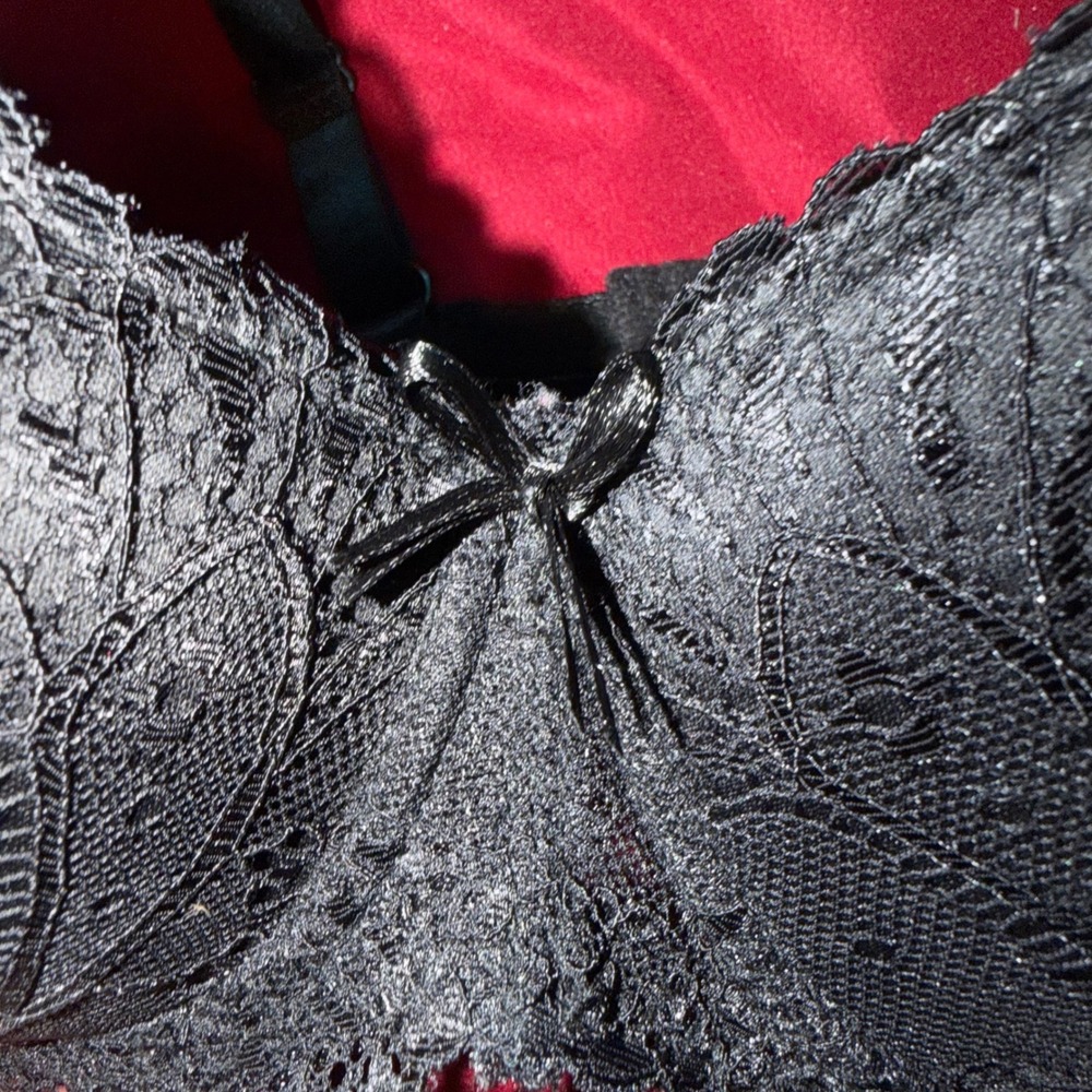 Lace Push Up Bra Womens 36DD Black Floral Underwire Romantic Classic - Picture 2 of 4